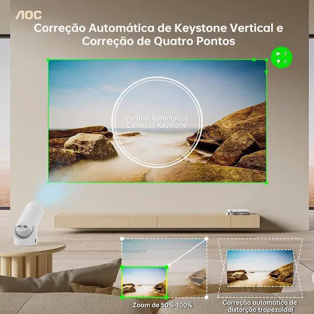 Alt view image 6 of 7 - Mini Projector with WiFi and Bluetooth, Smart Projector Full HD 4K Support with 180° Rotation Adjustment, 220 ANSI,8000 Lumens,Vertical Auto Keystone Correction, Short Throw Projector for Phone