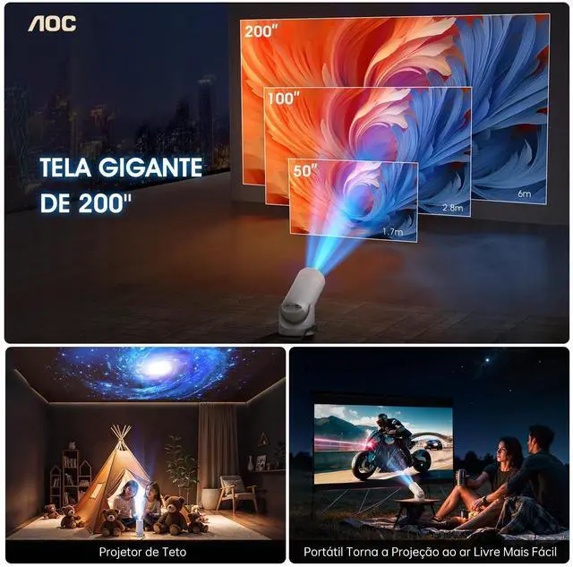 Alt view image 7 of 7 - Mini Projector with WiFi and Bluetooth, Smart Projector Full HD 4K Support with 180° Rotation Adjustment, 220 ANSI,8000 Lumens,Vertical Auto Keystone Correction, Short Throw Projector for Phone