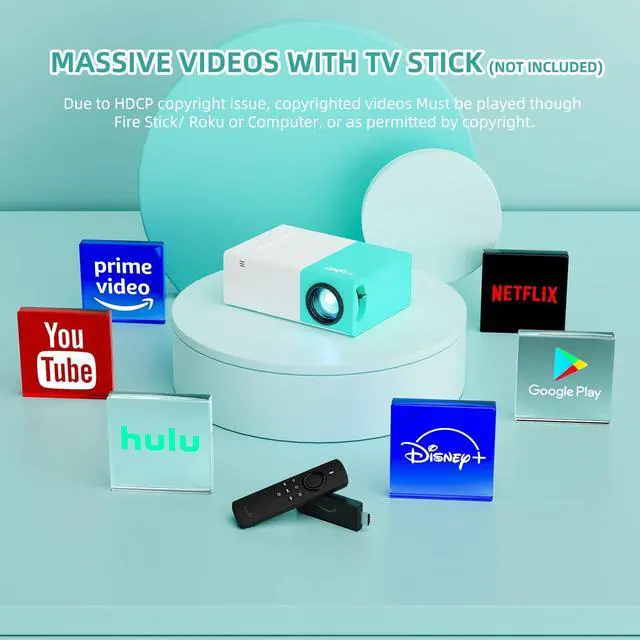 Alt view image 6 of 7 - Projector WiFi Portable Movie Projector, Phone or Tablet Can be Mirrored to the Video Projectors Via WiFi or Data Cable, Compatible with Smartphone/ Tablet/ Laptop/TV Stick/ PS/ USB