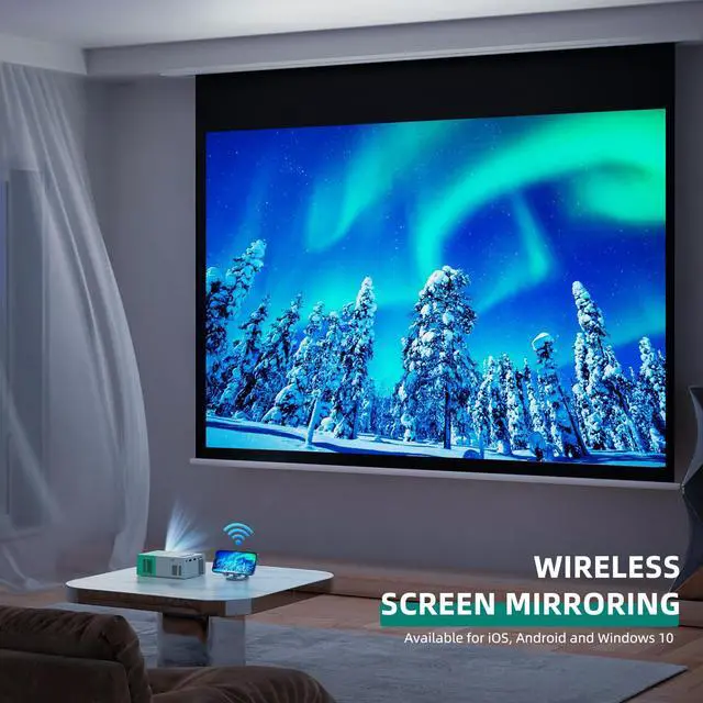 Alt view image 7 of 7 - Projector WiFi Portable Movie Projector, Phone or Tablet Can be Mirrored to the Video Projectors Via WiFi or Data Cable, Compatible with Smartphone/ Tablet/ Laptop/TV Stick/ PS/ USB