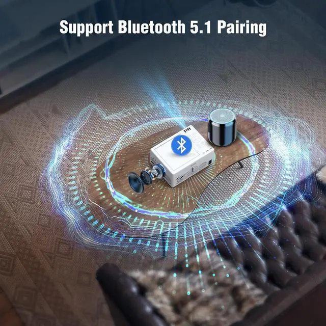 Alt view image 4 of 7 - Bluetooth Projector with DVD Player Built in, 1080P Mini Projector, Portable DVD Projector for Outdoor Movies, Compatible with Smartphone/PC/TV Stick/HDMI/USB/TF