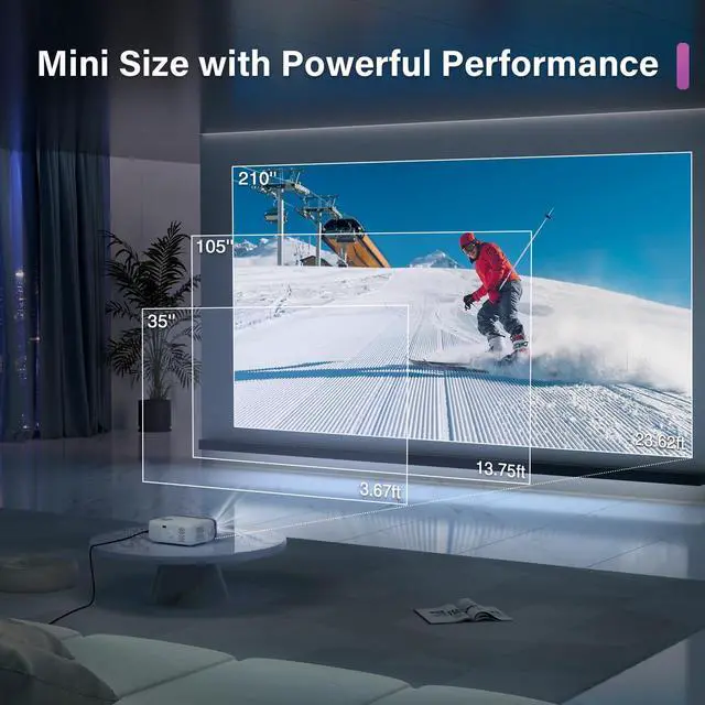 Alt view image 5 of 7 - Mini Projector,  WiFi Bluetooth 1080P Full HD 15000L Video Projector Portable Outdoor Home Theater Movie Projector, 50% Zoom, Compatible with HDMI, USB, AV, Smartphone/Tablet/Laptop/PC/TV Boxx