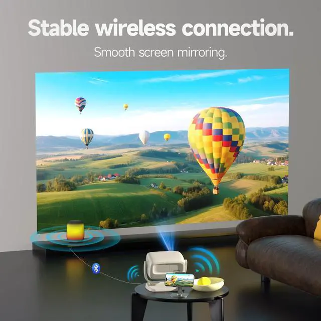 Alt view image 5 of 7 - [Built-in Apps&Auto Focus] Portable Projector 1080P Smart Mini Projector Support 4K 180° Stand Auto Keystone with WiFi 6 Bluetooth Fabric Panel Movie Projector Compatible with TV Stick/Xbox/Laptop