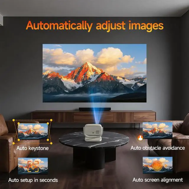 Alt view image 2 of 7 - [Built-in Apps&Auto Focus] Portable Projector 1080P Smart Mini Projector Support 4K 180° Stand Auto Keystone with WiFi 6 Bluetooth Fabric Panel Movie Projector Compatible with TV Stick/Xbox/Laptop