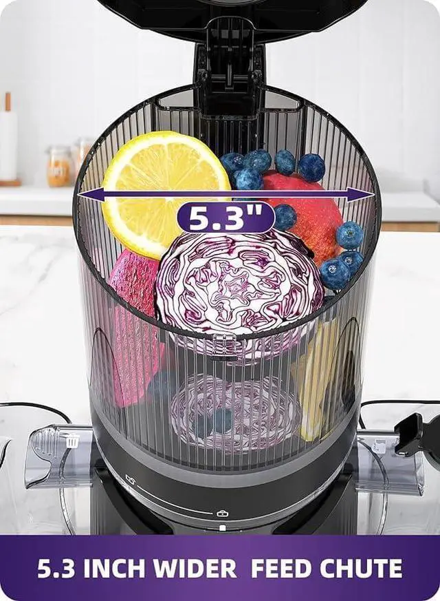 Alt view image 2 of 6 - Juicer Machines, 5.3" Wide Chute for Whole Fruit and Vegetable,1.8L Auto-Feed Time-Saver, Slow Masticating High Yield, Easy to Clean Cold Press Juicer with 2 Cups