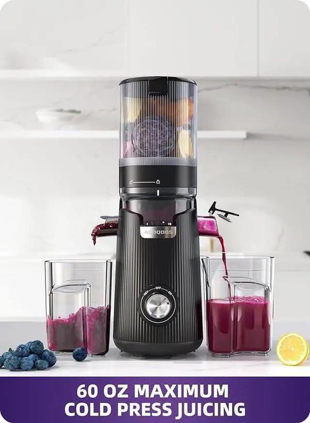 Alt view image 4 of 6 - Juicer Machines, 5.3" Wide Chute for Whole Fruit and Vegetable,1.8L Auto-Feed Time-Saver, Slow Masticating High Yield, Easy to Clean Cold Press Juicer with 2 Cups