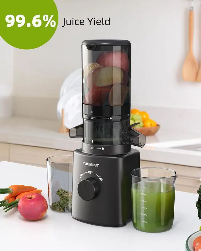 Alt view image 4 of 5 - Juicer Machines, Cold Press Juicer with 4.6'' Large Feed Chute Fit Whole Vegetable And Fruit, Masticating Juicer Easy To Clean, Black