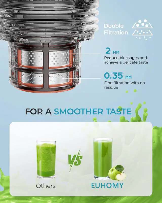 Alt view image 5 of 7 - Cold Press Juicer,  5.5" Extra Large Feed Chute Slow Masticating Juicer, 250W Juicer Machines, 99.6% High Juice Yield, Easy to clean, Reverse Function, for Whole Vegetables & Fruits. Sliver