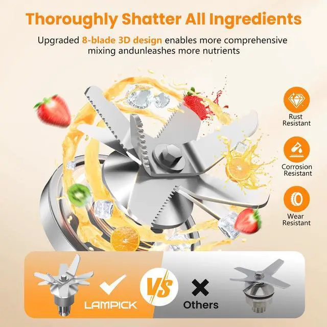 Alt view image 2 of 7 - Blenders for Kitchen, 2000W Professional Grade High-Speed Countertop Blender with 68oz Pitcher & 27oz To-Go Cup for Smoothies, Ice, and Frozen Fruit, BPA-Free, Dishwasher Safe