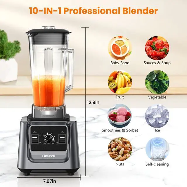 Alt view image 5 of 7 - Blenders for Kitchen, 2000W Professional Grade High-Speed Countertop Blender with 68oz Pitcher & 27oz To-Go Cup for Smoothies, Ice, and Frozen Fruit, BPA-Free, Dishwasher Safe