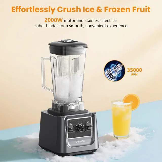 Alt view image 3 of 7 - Blenders for Kitchen, 2000W Professional Grade High-Speed Countertop Blender with 68oz Pitcher & 27oz To-Go Cup for Smoothies, Ice, and Frozen Fruit, BPA-Free, Dishwasher Safe