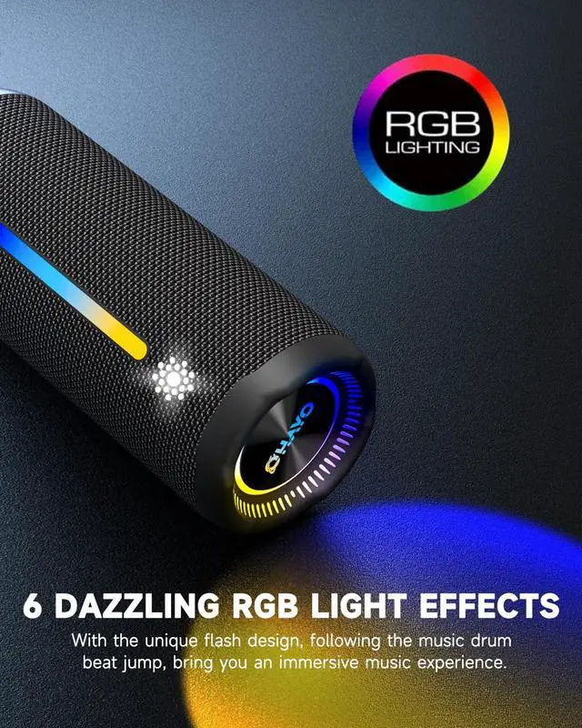 Alt view image 2 of 7 - Bluetooth Speakers Wireless Loud Stereo Sound IPX7 Waterproof Outdoor Portable 25W Super Bass Speaker for Home Party Beach with 24H Playtime Colorful Lights BT5.3 TWS Pairing Birthday Gift Black