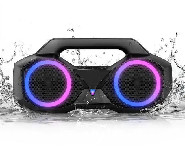 Main image of Bluetooth Speaker 80W(Peak)Loud with Bass, 20H Playtime, IPX7 Waterproof, RGB Lights, TWS, Large Portable Wireless Speakers for Outdoor, Home, Party, Pool, Beach, Tailgating, Gym, Work, Gifts (Black)