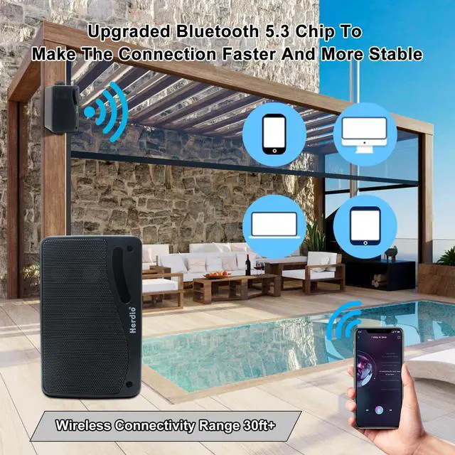 Alt view image 3 of 7 - 3.5" Outdoor Bluetooth Speakers Wired Waterproof, 200W 3 Way Upgrade Premium Wall Mount Speakers, Durable Mountable Loud Sound System for Patio Indoor Deck Garage (Black Pair)