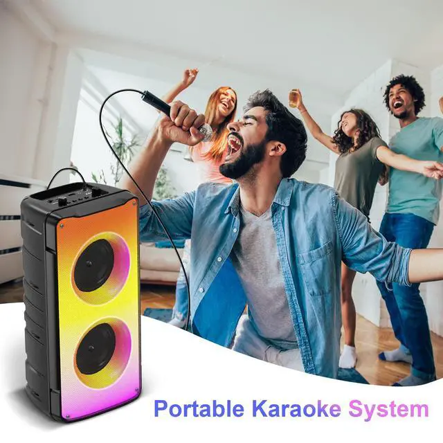 Alt view image 6 of 7 - Bluetooth Speakers, 60W(80W Peak) Portable Loud Wireless Stereo Speaker with Rich Bass, Bluetooth 5.0, FM Radio, Colorful Light, TWS Pairing, EQ, 10000mAh Battery, Outdoor Speaker for Home Party Gift