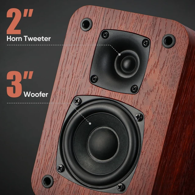 Alt view image 5 of 7 - Bluetooth Powered Bookshelf Speakers 3" Woofer, 30W*2,Optical/Auxiliary /TV-ARC Inputs. Powered Speakers for Record Player,Turntable, PC, TV
