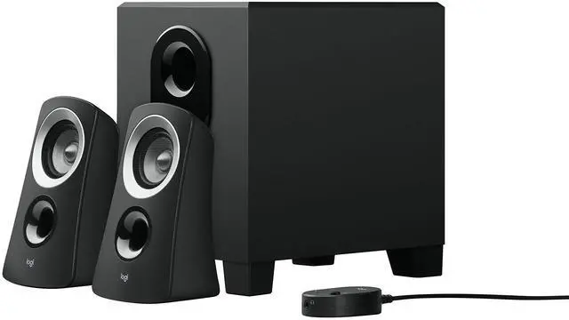 Alt view image 2 of 7 - 2.1 Multimedia Speaker System with Subwoofer, Full Range Audio, 50 Watts Peak Power, Strong Bass, 3.5mm Audio Inputs, PC/PS4/Xbox/TV/Smartphone/Tablet/Music Player - Black