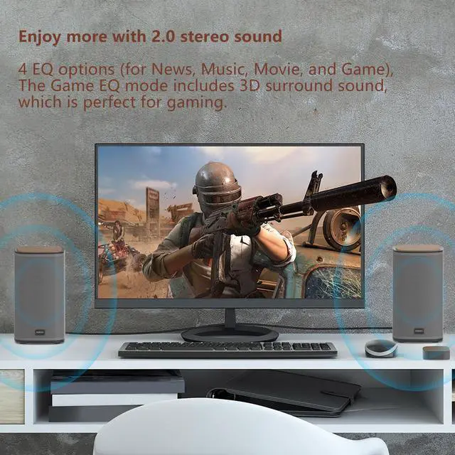 Alt view image 4 of 7 - Bluetooth Computer Speakers with Wireless Touch Control Pod for PC Laptop/Desktop Wireless Stereo Gaming Speakers, 4 EQ Modes, Aesthetic Style, 2024 New Model
