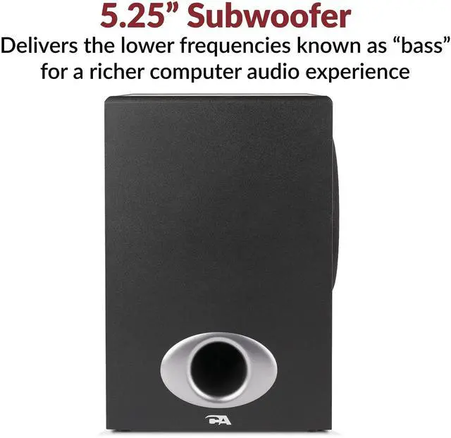 Alt view image 2 of 6 - CA-3810 2.1 Multimedia Speaker System with Subwoofer, 80 Watts Peak Power, Strong Bass, Perfect for Music, Movies, and Games