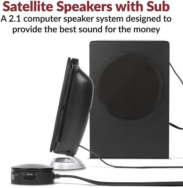 Alt view image 3 of 6 - CA-3810 2.1 Multimedia Speaker System with Subwoofer, 80 Watts Peak Power, Strong Bass, Perfect for Music, Movies, and Games