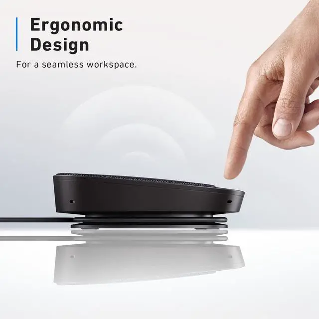 Alt view image 7 of 7 - PowerConf S330 USB Speakerphone, Conference Microphone for Home Office, Smart Voice Enhancement, Plug and Play, 360° Voice Coverage, Powerful Sound, Desktop PC Speaker, Online Meetings