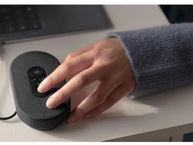 Alt view image 6 of 6 - Modern USB-C Speaker, Certified for Teams, 2- Way Compact Stereo Speaker, Call Controls, Noise Reducing Microphone. Wired USB-C Connection,Black