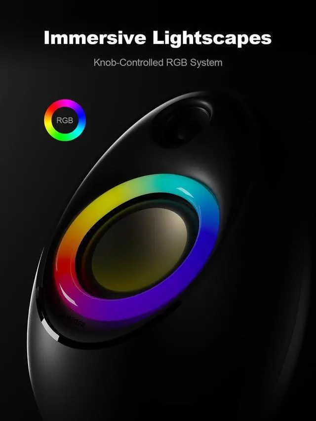 Alt view image 5 of 6 - Computer Speakers for Desktop PC, Bluetooth 5.4 Desktop Speakers with 2 Speaker Units, Dynamic RGB Light USB Speaker, USB/Type-C Powered Plug & Play PC Speakers for Desktop, Laptops, Tablet