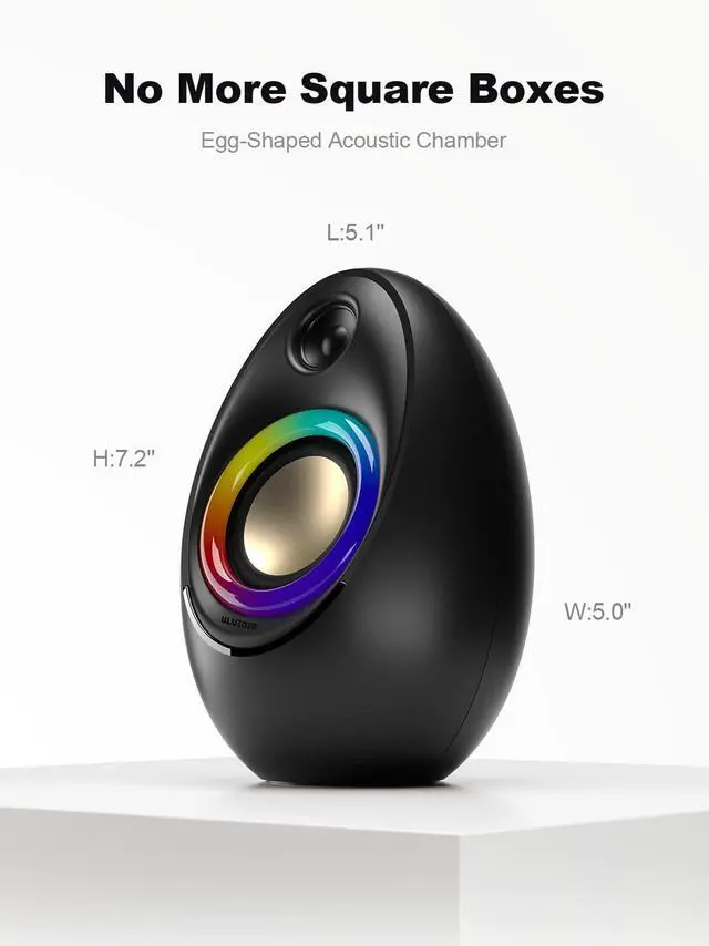 Alt view image 6 of 6 - Computer Speakers for Desktop PC, Bluetooth 5.4 Desktop Speakers with 2 Speaker Units, Dynamic RGB Light USB Speaker, USB/Type-C Powered Plug & Play PC Speakers for Desktop, Laptops, Tablet