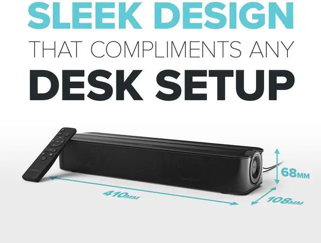 Alt view image 4 of 7 - Stage SE Under-Monitor Soundbar with USB Digital Audio and Bluetooth 5.3, Clear Dialog and Surround by Sound Blaster, Powered via Adapter