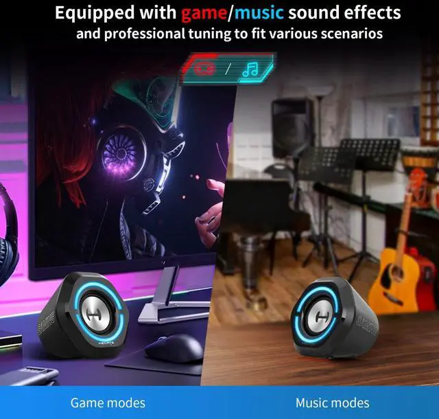 Alt view image 2 of 6 - Bluetooth 5.3 Gaming Speakers,10W PC USB Computer Speakers for Laptop Desktop 3.5mm aux Input Hecate G1000 Black