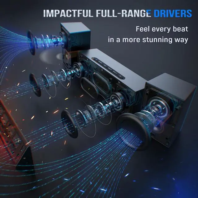 Alt view image 2 of 7 - Computer Speakers System with Subwoofer, Gaming Speaker for PC with RGB, Volume Control, Monitoring, 3.5mm Aux Input, AC Powered Speakers for Desktop Mobile TV-AmpliGame A22