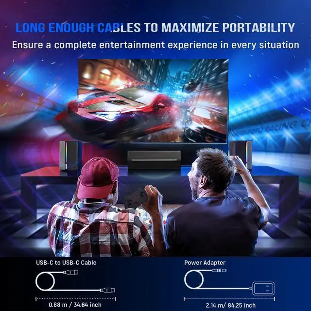 Alt view image 7 of 7 - Computer Speakers System with Subwoofer, Gaming Speaker for PC with RGB, Volume Control, Monitoring, 3.5mm Aux Input, AC Powered Speakers for Desktop Mobile TV-AmpliGame A22