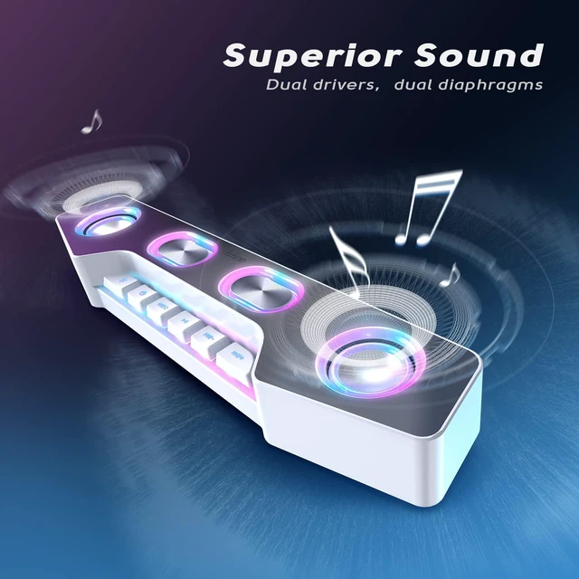 Alt view image 2 of 6 - Fifine Gaming Speakers for PC, Bluetooth Computer Speakers Wireless with Aux-in for Desktop Laptop, RGB Desk Loudspeakers with Volume Control for Party Streaming Meeting A16 White