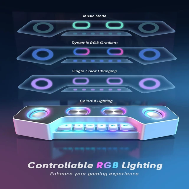 Alt view image 4 of 6 - Fifine Gaming Speakers for PC, Bluetooth Computer Speakers Wireless with Aux-in for Desktop Laptop, RGB Desk Loudspeakers with Volume Control for Party Streaming Meeting A16 White