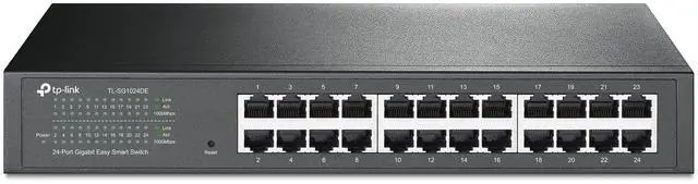 Main image of 24 Port Gigabit Switch Easy Smart Managed Plug & Play Desktop/Rackmount Sturdy Metal w/ Shielded Ports Support QoS, Vlan, IGMP & LAG (TL-SG1024DE),Black