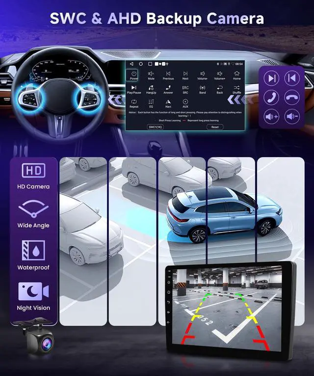 Alt view image 6 of 7 - Built-in DSP Car Stereo Radio for Honda Civic 2001 2002 2003 2004 2005 with Wireless CarPlay Android Auto MirrorLink  9 inch HD IPS Touch Screen Bluetooth GPS WiFi Backup Camera Mic