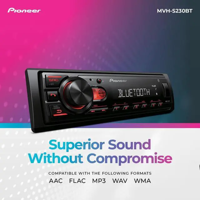 Alt view image 5 of 6 - MVH-S230BT 1-Din Digital Media Receiver  Bluetooth, USB, 50W x 4 Output, AM/FM Radio, iPhone/Android Compatible, Front/SW (Mono) Selectable RCA Output