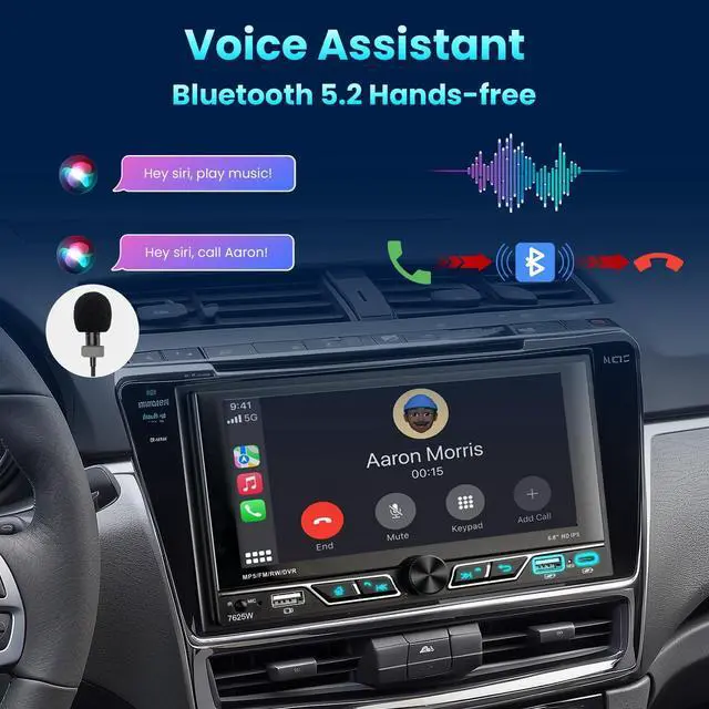 Alt view image 5 of 7 - Double Din Car Stereo Compatible with [Wireless] Apple CarPlay/Android Auto 6.8 Inch Touchscreen Bluetooth AM/FM Radio 2X USB (Both 2.1A Fast Charge) Backup Camera