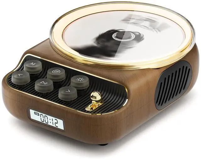 Main image of Retro Portable CD Players with Bluetooth Speakers, FM Radio, Night Light, LCD Display, 4000 mAh Battery, Vintage Radio Built in Dual Speakers Supports USB/AUX/Type-C for Home, Gifts (Wood)