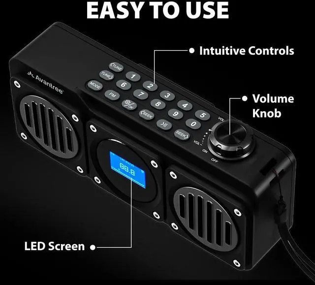 Alt view image 7 of 7 - Portable Digital FM Radio with Bluetooth Speaker, Superb Sound, Metal Finish, MP3 Player, Support Micro SD Card & USB Audio Input, Long Play Time, Rechargeable, Easy to Use - Black