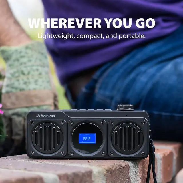Alt view image 6 of 7 - Portable Digital FM Radio with Bluetooth Speaker, Superb Sound, Metal Finish, MP3 Player, Support Micro SD Card & USB Audio Input, Long Play Time, Rechargeable, Easy to Use - Black