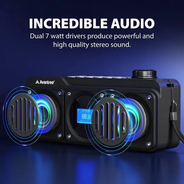 Alt view image 2 of 7 - Portable Digital FM Radio with Bluetooth Speaker, Superb Sound, Metal Finish, MP3 Player, Support Micro SD Card & USB Audio Input, Long Play Time, Rechargeable, Easy to Use - Black