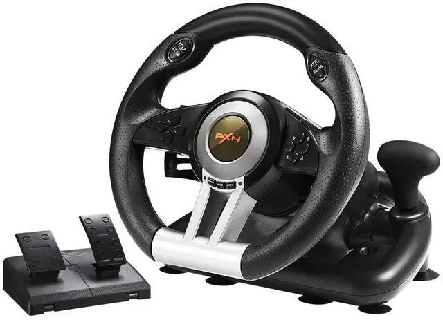 Main image of PC Racing Wheel, V3II 180 Degree Universal Usb Car Sim Race Steering Wheel with Pedals for PS3, PS4, Xbox One, Xbox Series X/S, Switch (Black)