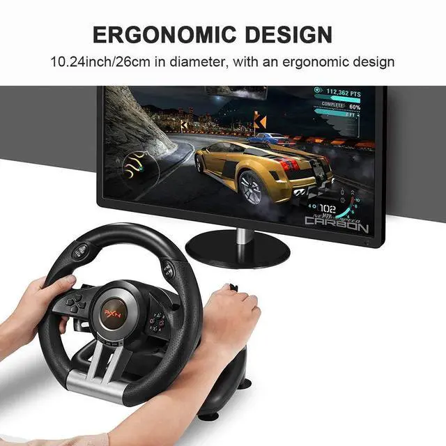 Alt view image 4 of 7 - PC Racing Wheel, V3II 180 Degree Universal Usb Car Sim Race Steering Wheel with Pedals for PS3, PS4, Xbox One, Xbox Series X/S, Switch (Black)
