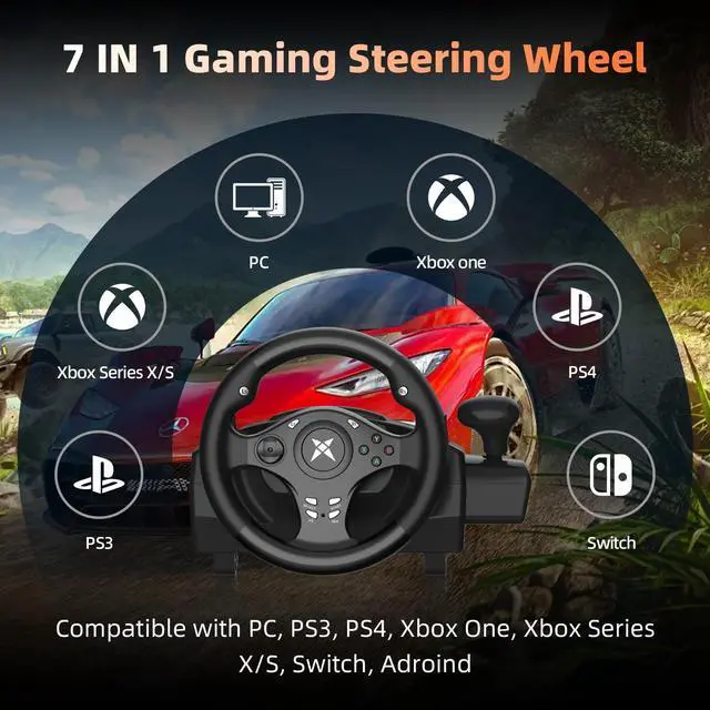 Alt view image 2 of 7 - Gaming Racing Wheel, 270 Degree Xbox Steering Wheel and Pedals with Vibration Feedback for PS4, Xbox One, Xbox Series X/S, PS3, Switch, Xbox 360, Android, Real Racing Simulator