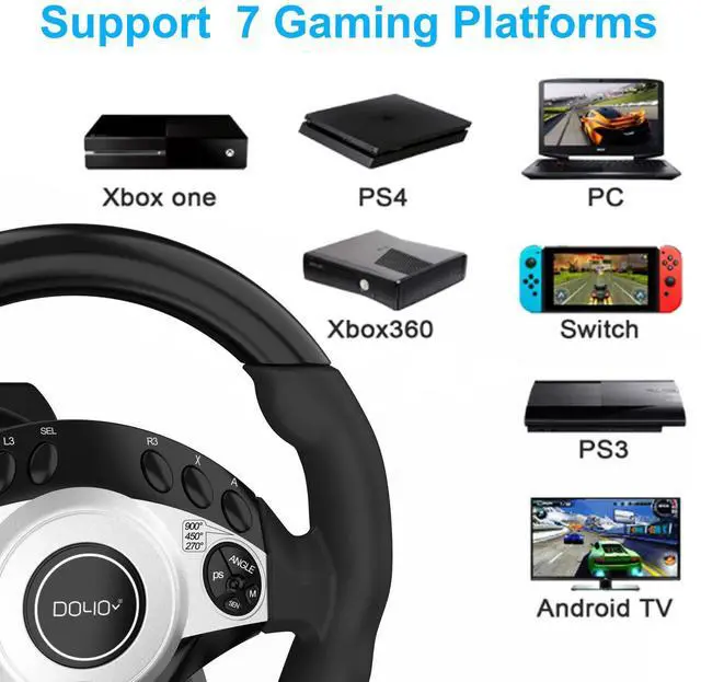 Alt view image 2 of 7 - Racing Wheel with 270/900° Rotation, PC Steering Wheel with Pedals, Dual-Motor Vibration & Gear Shifter for Xbox Series X|S, Xbox One, PS4, PS3, PC, Switch, Xbox 360 Driving Sim Experience