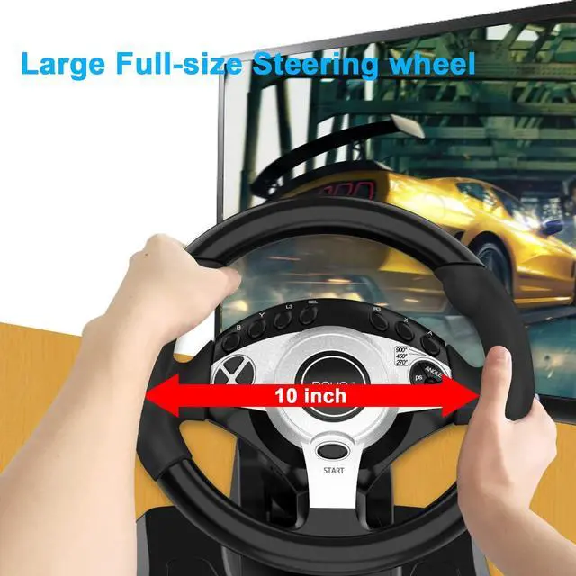 Alt view image 4 of 7 - Racing Wheel with 270/900° Rotation, PC Steering Wheel with Pedals, Dual-Motor Vibration & Gear Shifter for Xbox Series X|S, Xbox One, PS4, PS3, PC, Switch, Xbox 360 Driving Sim Experience