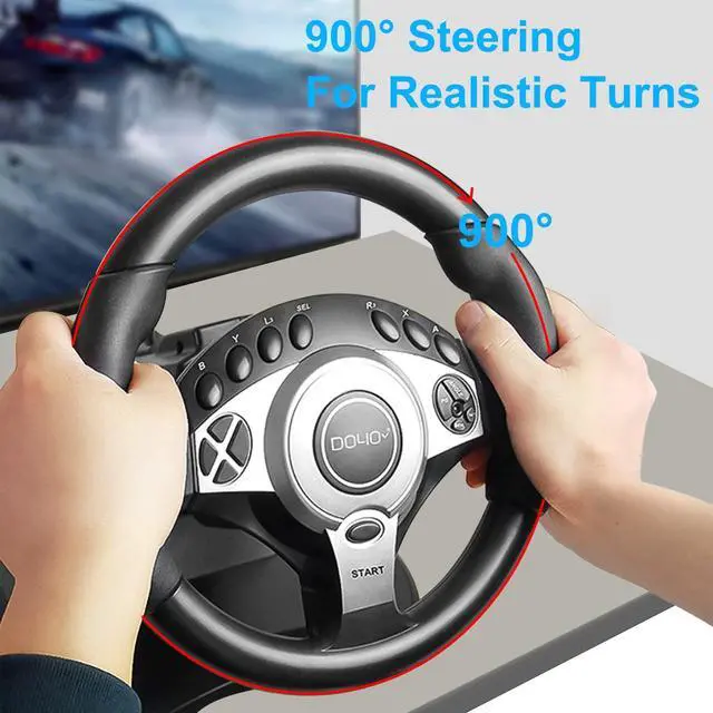 Alt view image 5 of 7 - Racing Wheel with 270/900° Rotation, PC Steering Wheel with Pedals, Dual-Motor Vibration & Gear Shifter for Xbox Series X|S, Xbox One, PS4, PS3, PC, Switch, Xbox 360 Driving Sim Experience