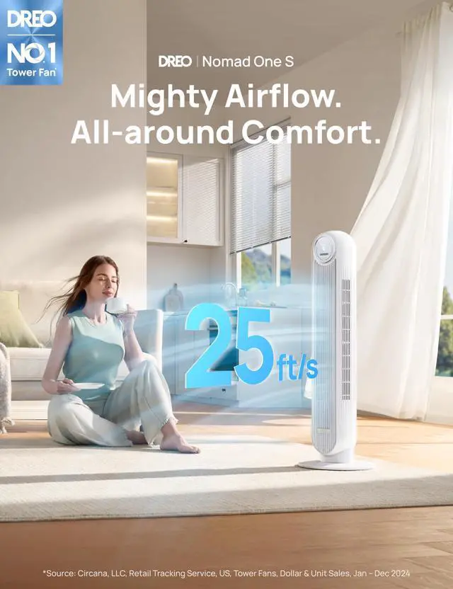 Alt view image 2 of 7 - Tower Fan for Bedroom, 25ft/s Smart Standing Fans, 90° Oscillating Floor Fan with 4 Modes, 4 Speeds, 8H Timer, 28dB, Bladeless, Remote, 28 dB, Works with WiFi Voice Control