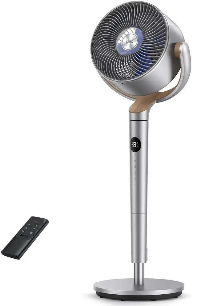 Main image of Standing Fan, 120°+120°Omni-directional Oscillating Fan For Bedroom, 85 ft Circulator With Remote, DC Motor Quiet Pedestal Fans, Adjustable Height, 8 Speeds, 3 Modes, 8H Timer, Home, PolyFan 502